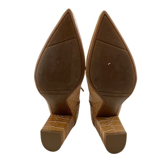 Nine West Women's EUC Tan Vegan Leather Animal Print Embossed Booties Size 8 - Picture 11 of 12